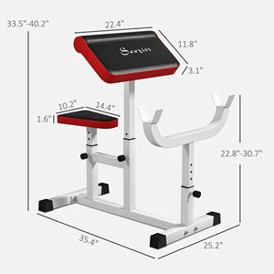 265 LBS Preacher Curl Bench <b>Adjustable</b> White Seated Arm Isolated <b>Barbell</b> Dumbbell Bicep Station for Strength Training - Product Image 2