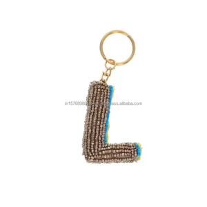 Private Label Personalized Alphabet Letter Z Beaded Keychain Custom A to Z Initial Seed Bead Keyring 3D Monogram Tote Hangtag - Product Image 5