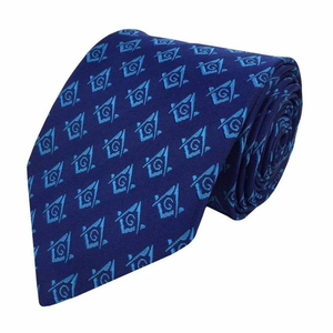 Master Mason Blue Lodge Necktie <b>Navy</b> Blue Silk Square Compass Freemasonry Regalia Custom Logo Custom Brand OEM/ODM Heat-Transfer - Product Image 1