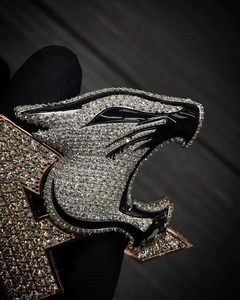Pendentif Panthère de Luxe en Argent 925 et Moissanite, entièrement serti de micro-incrustations, taille brillant rond, breloque à thème lettre, bijoux Hiphop pour homme - Product Image 5