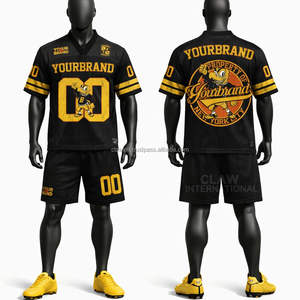 Latest Authentic Throwback Style <b>Teal</b> Old Gold Black Mesh Breathable Short Personalized Name Number American Football Jersey - Product Image 3