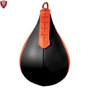 Sac de frappe réflexe en cuir PU Speed Ball noir et orange pour l'entraînement et la pratique - Product Image 1