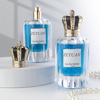 Flacon de parfum en verre de luxe de 100 ml avec bouchon couronne et boîte cadeau, flacon de parfum gaufré, logo personnalisé, marque privée