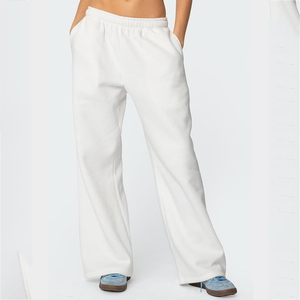 Pantalon décontracté large en coton et polyester personnalisé OEM DTF avec logo imprimé, pantalon de détente, streetwear tendance pour femmes - Product Image 2
