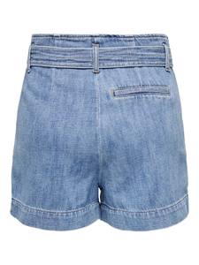 Short en jean bleu vintage à taille élastiquée avec poches arrière, délavé, conçu pour la mode urbaine tendance, qualité supérieure, pour femme - Product Image 5