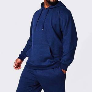 Survêtement à capuche bleu marine pour homme, coupe décontractée, longueur intégrale, pour l'automne, avec poches latérales, 100% coton, poids moyen - Product Image 2