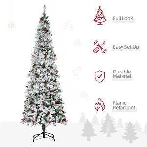 Albero di Natale Artificiale con Base Staccabile 210 cm, 950 Rami, Pre-Illuminato, in Materiale PET Flocato, Stile Pencil - Product Image 4