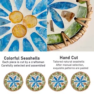 Handmade MOP Shell Inlay <b>Drink</b> <b>Coasters</b>, Mosaic Custom Mosaic Rattan Placemats <b>for</b> Home and Restaurant Tableware - Product Image 3