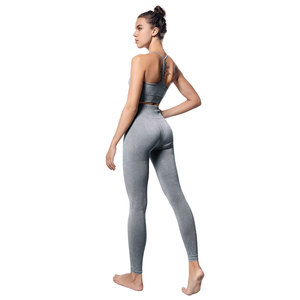 Conjunto de Yoga sin Costuras de 2 Piezas, Top Corto de Cintura Alta y Leggings Largos, Color Sólido, Tirantes, Cuello en V, Ropa Deportiva para Mujer - Product Image 5