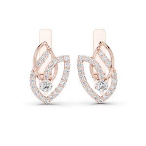 Pendientes Colgantes de Lujo con Motivo de Hoja y Diamantes Cultivados en Laboratorio, Oro Rosa de 14K, Inspirados en la Naturaleza, 0.546ct - Product Image 1