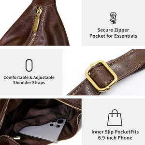 Women’s <b>Slouchy</b> PU Leather Shoulder <b>Bag</b>, Foldable Crossbody <b>Hobo</b> Purse, Soft Casual Handbag for Everyday and Travel - Product Image 5