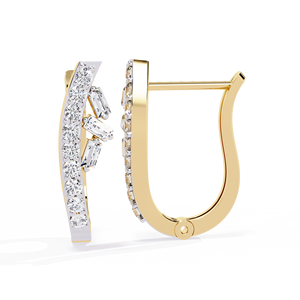 Pendientes de Diamantes Baguette – Aros Asimétricos con Diamantes CVD de Laboratorio en Oro Sólido de Dos Tonos de 10K, 14K y 18K - Product Image 2