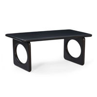 Table basse moderne noire avec pieds géométriques découpés en cercle, en bois de manguier massif, table centrale pour canapé, idéale pour la maison et le salon de style farmhouse