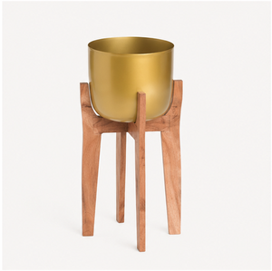 Support de Plantes Moderne en Bois avec Pot en Métal Doré de Luxe, Porte-Fleurs Décoratif Haut pour Intérieur, Salon et Bureau (Vente en Gros) - Product Image 6