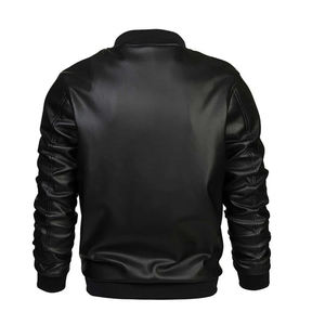 <b>Men</b> Western Style Genuine Leather <b>Jacket</b> Stand Classic Zip Front Quick Dry Breathable Soft Durable Casual Regular Fit Outdoor - Product Image 2
