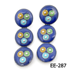 Pendientes de Aro con Triple Disco de Plata de Ley 925 con Esmalte Azul Multicolor, Modelo SKU7545, para Mujer, Regalo de Compromiso, Boda, Fiesta - Product Image 2