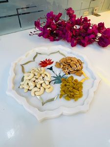 Handcrafted Marble Polished Modern Flower Design Plate High Quality Beautiful Home And <b>Kitchen</b> <b>Decor</b> - Product Image 6