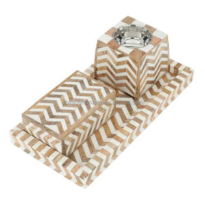 Haute qualité fait à la main écologique brûleur d'encens coquille vadrouille bois de santal incrustation plateau de service religieux Ramadan Eid Collection de cadeaux - Product Image 1