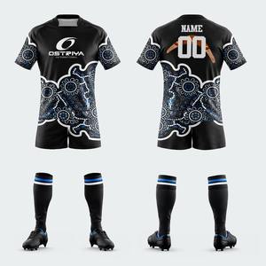 ชุดกีฬารักบี้แบบกำหนดเอง ลายชนเผ่า บริการ OEM ขายส่ง ชุดกีฬาซับลิเมชั่น เสื้อรักบี้และกางเกงขาสั้นสำหรับผู้ชาย - Product Image 1