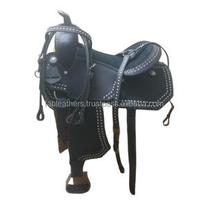 Selle de cheval de course de baril occidental en cuir suédé véritable faite à la main la plus vendue rugueuse entièrement personnalisée en gros en vrac - Product Image 1