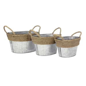 Pot de fleurs galvanisé monobloc pour plantes artificielles, taille moyenne, pour jardin et pépinière, en zinc - Product Image 3