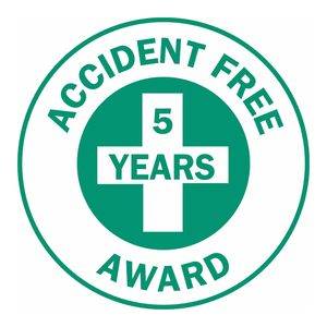 Étiquettes autocollantes Brady pour casques de sécurité - 2 pouces de diamètre, récompense 5 ans sans accident, reconnaissance de sécurité durable - Product Image 2