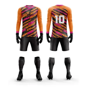 Conjunto de uniforme de portero con impresión por sublimación, camiseta de fútbol con logotipo personalizado, UNIFORMES DE EQUIPO para adultos