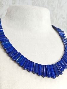 Collier ras du cou en perles de lapis-lazuli bleu, forme de flèche graduée, coupe fantaisie, pierre précieuse naturelle, bijoux pour femme, tendance - Product Image 1
