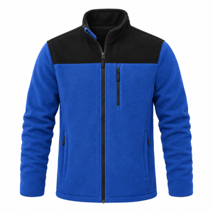Men's sage green Color Block polar <b>Fleece</b> Jacket Stand Collar Zipper Pockets Winter Warm Coat <b>sherpa</b> - Product Image 4