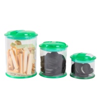Bocaux de conservation alimentaire cylindriques en plastique transparent, écologiques et durables, avec couvercles rouges – Idéal pour les snacks, les biscuits Oreo, l'organisation de la cuisine