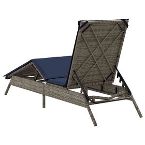 Tumbona de Patio Extra Larga Ajustable de Ratán PE Gris con Reposapiés - Product Image 6