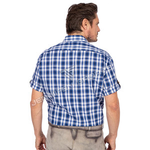 Traditional German Bavarian Lederhosen Trachten Checked Cotton <b>Half</b>-Sleeves <b>Shirt</b> Breathable For Spring Season 100% Cotton - Product Image 6