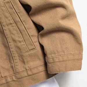 เสื้อแจ็คเก็ตยีนส์สีแทนสำหรับผู้ชาย ยี่ห้อ Crescent Wear ทรงปกติ ติดกระดุม ผ้าฝ้ายทอ ระบายอากาศได้ดี เป็นมิตรกับสิ่งแวดล้อม น้ำหนักเบา เหมาะสำหรับใส่ลำลองในฤดูหนาว - Product Image 5