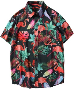 Conjuntos de seda suave para hombre, camiseta hawaiana con botones de media manga para verano, venta al por mayor, los más nuevos vendedores personalizados, 2 piezas - Product Image 1