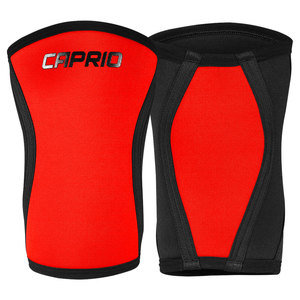 Genouillères de protection professionnelles en nylon et spandex rouge, coussinets de compression respirants, supports pour la musculation et l'entraînement en salle de sport - Product Image 3