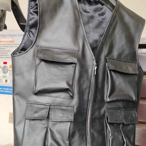 Chaleco de Motocicleta sin Mangas de Cuero para Hombre y Mujer, Talla Grande, Bolsillo Oculto para Pistola, Resistente al Viento, Ropa Deportiva Negra para Motocross - Product Image 2