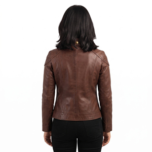 Custom Women's Button Down Biker Jacket Premium Leather Motorcycle <b>Coat</b> Streetwear Front Eco-Friendly <b>Reversible</b> - Product Image 2