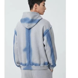 เสื้อฮู้ดดี้ทรงโอเวอร์ไซส์ สีเทาเฮเธอร์ ผ้าฝ้ายเฟรนช์เทอร์รี่ สไตล์ลำลอง สำหรับผู้ชาย ลุคฤดูใบไม้ร่วง - Product Image 5