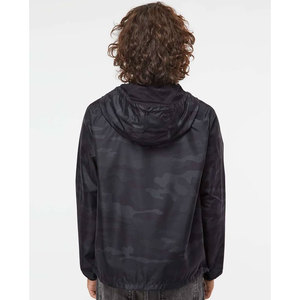 Veste coupe-vent légère en polyester à capuche camouflage noir pour homme, fermeture éclair mi-longue, décontractée, pour le printemps - Product Image 3