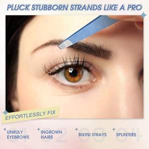 Ensemble de 9 pinces à épiler incurvées à pointe inclinée, écologiques, de luxe, pour les poils du visage, en acier inoxydable, pour hommes et femmes - Product Image 5