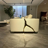 Canapé d'angle modulaire de luxe italien haut de gamme, style designer, canapé rivière, pour villa, salon de luxe, canapé en métal et tissu pour la maison