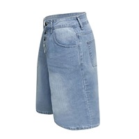 Short en jean délavé vintage respirant de haute qualité pour femme, taille haute, coupe large, décontracté, à la mode, avec fermeture boutonnée