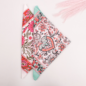 Foulard carré en coton à motifs floraux ethniques, respirant, doux pour la peau, multi-usage, printemps-été, mouchoir, bracelet, attache-cheveux - Product Image 5