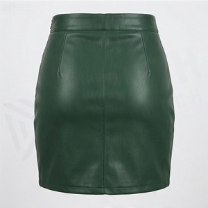 Jupe crayon mini en similicuir taille haute pour femme avec fente latérale, couleur unie, style club sexy, à porter toute l'année - Product Image 2