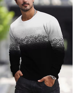 TRIBON SPORTS Men's Striped Knitted Full Sleeve <b>Collarless</b> Casual <b>Shirt</b> Neck Black White Spring Wear 100% Cotton Anti-shrink - Product Image 1