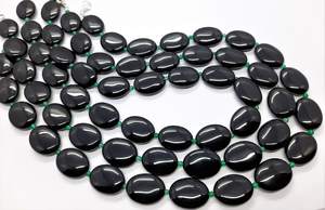 Cuentas ovaladas lisas de ónix negro natural AAA de 15x20 mm, cuentas ovaladas grandes de piedras preciosas de 18 pulgadas, cuentas sueltas de ónix negro para la fabricación de joyería. - Product Image 6