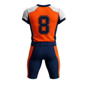 Uniforme de football américain de conception haut de gamme, vêtements d'entraînement pour hommes, orange marine, impression par sublimation, polyester respirant, taille adulte - Product Image 2