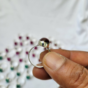 Hot Sales Garnet Natural Stone Brass German Silver Oval Gemstone Silver Gold Plated <b>Ring</b> for Men Women From <b>Indian</b> Supplier - Product Image 2
