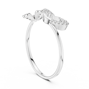 Anillo de Oro Blanco de 14K con Diamante Cultivado en Laboratorio de Corte Redondo, Diseño de Corazón y Cruz, Menos de 1 Quilate, Chapado en Rodio, de Lujo - Product Image 3