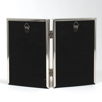 Cadre photo double en métal argenté de luxe, pliable à charnières, pour table, support moderne pour deux portraits